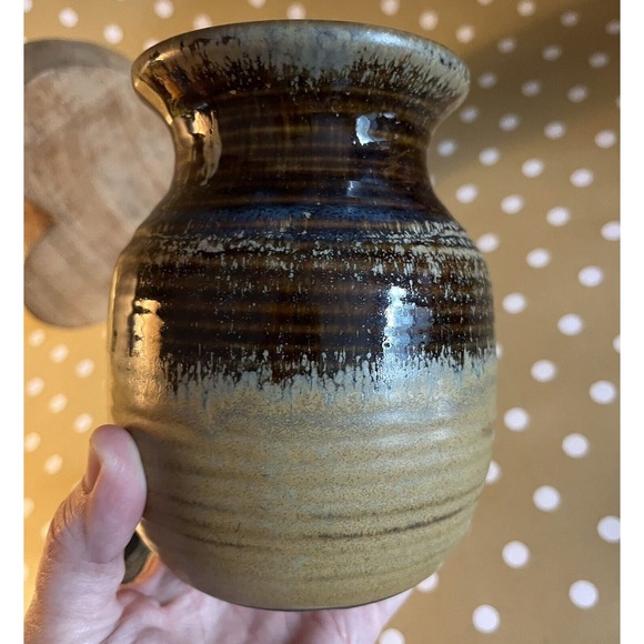 Studio Art Pottery Sugar Pot or Jar w Lid Artist Stamped Apothecary Rustic - Picture 5 of 7